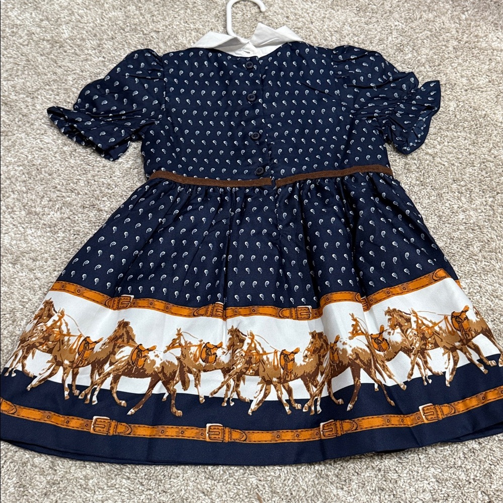 Janie and Jack Navy Dress with Horse Pattern - Picture 8 of 8